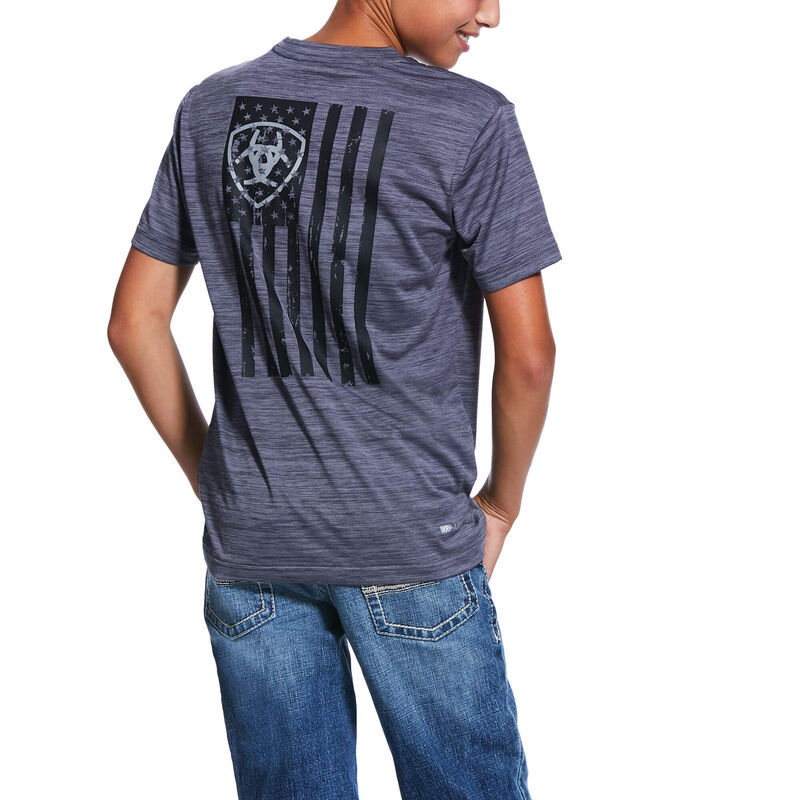 Ariat Western: Charger Vertical Flag Camisetas Niños - Gris (OKUBQ7628)